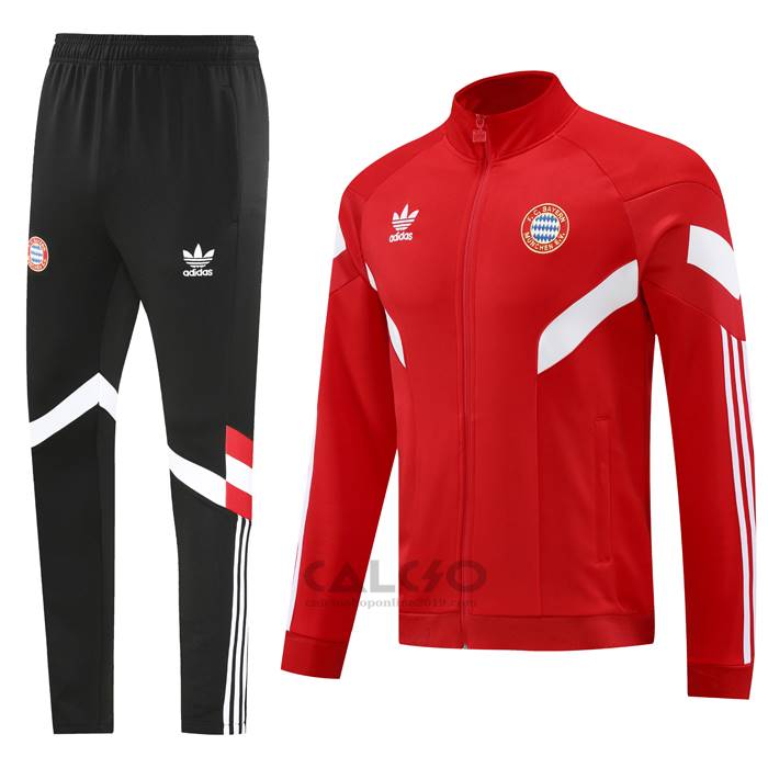 Tuta da Track di Giacca Bayern Monaco Bambino 2024-2025 Rosso Bianco